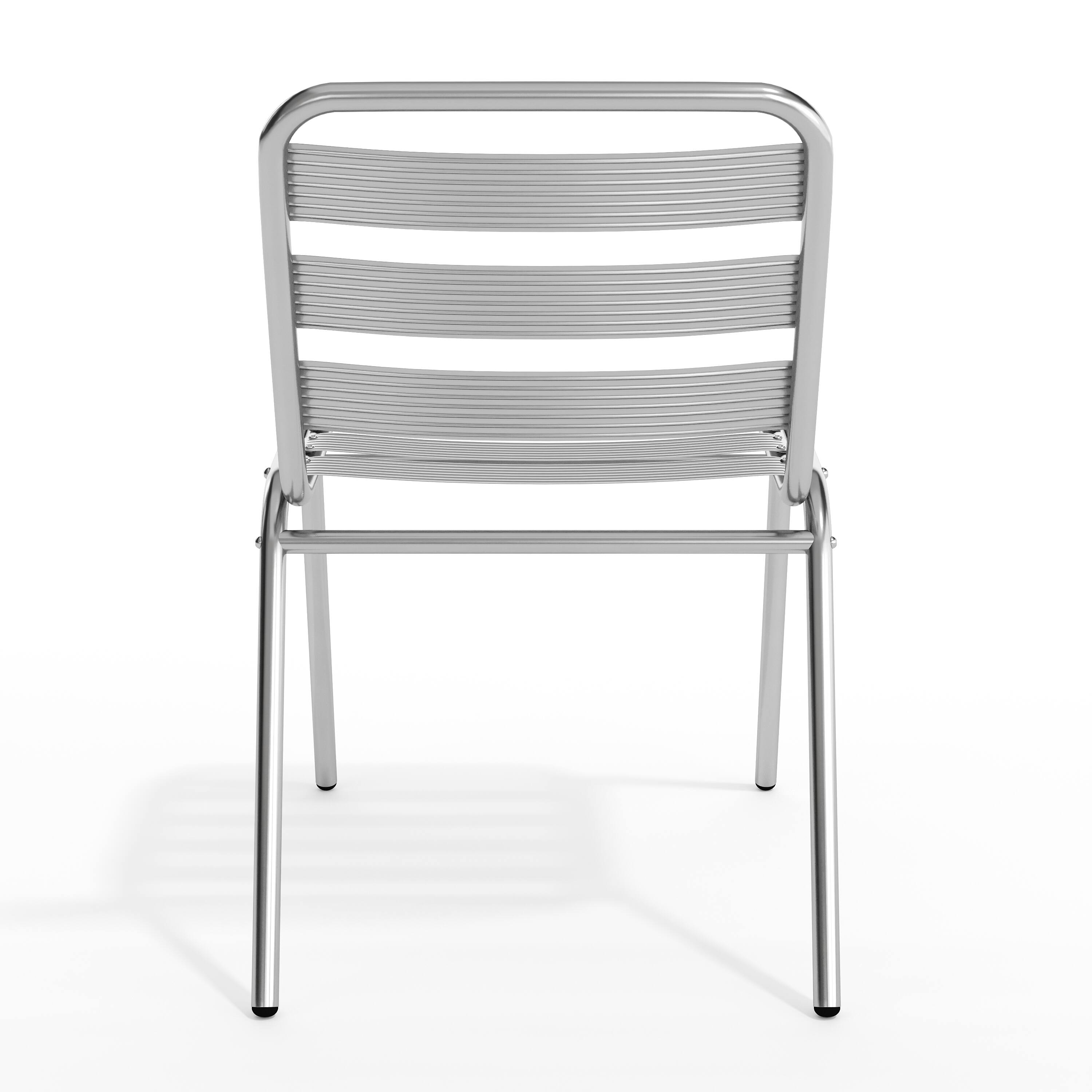 Alt View 7. Emma + Oliver - Metal Commercial Indoor-Outdoor Armless Restaurant Stack Chair with Triple Slat Back - Aluminum.