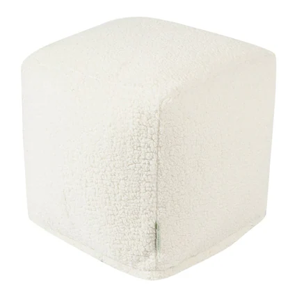 Front. Majestic Home - Cube Pouf Sherpa Cream - Beige.
