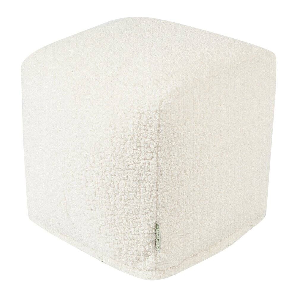 Front. Majestic Home - Cube Pouf Sherpa Cream - Beige.