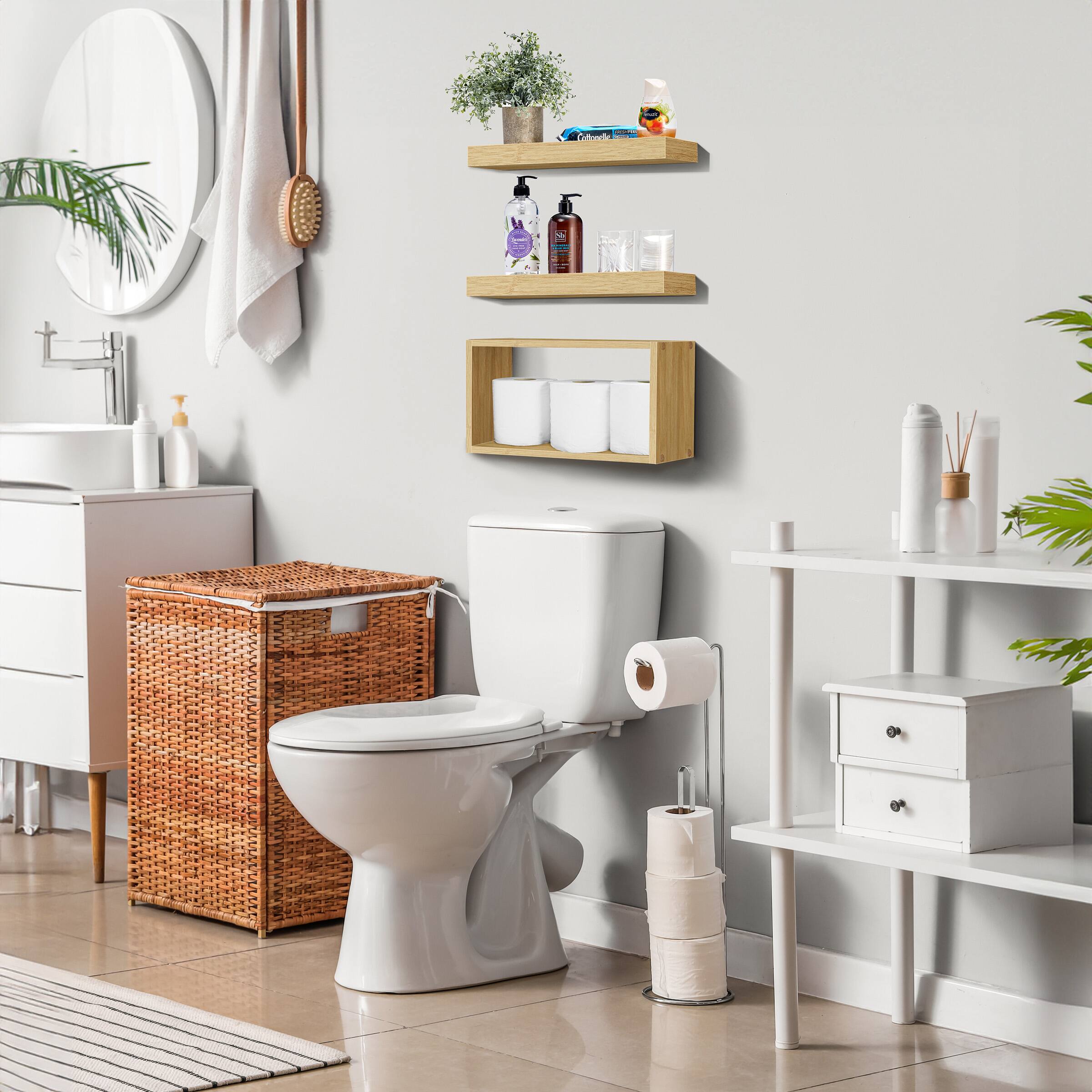 Alt View 4. Sorbus - Sorbus 2 Floating Shelves with Invisible Brackets & 1 Rectangular Box - Living Room, Bedroom, Bathroom, Home & Kitchen - Maple.