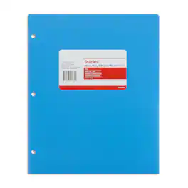 Staples - 3-Hole Punched 2-Pocket Plastic Portfolio Folder (ST52808-CC) - Blue