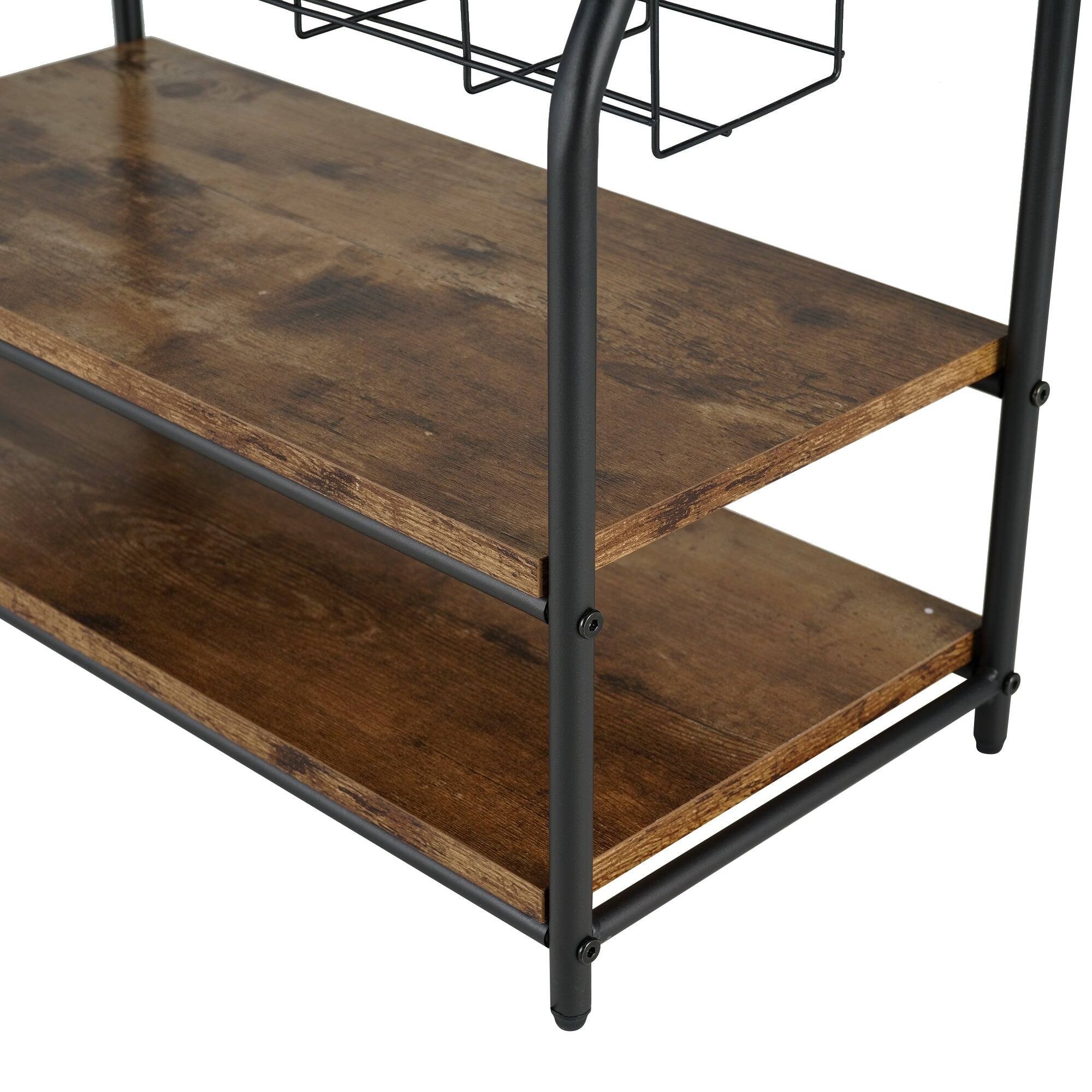 Alt View 1. Vecelo - Heavy Duty Metal Magazine Rack - 2-Tier Floor Stand，Retail display stand, 30lbs Shelf Capacity for Indoor/Outdoor Use - Brown.