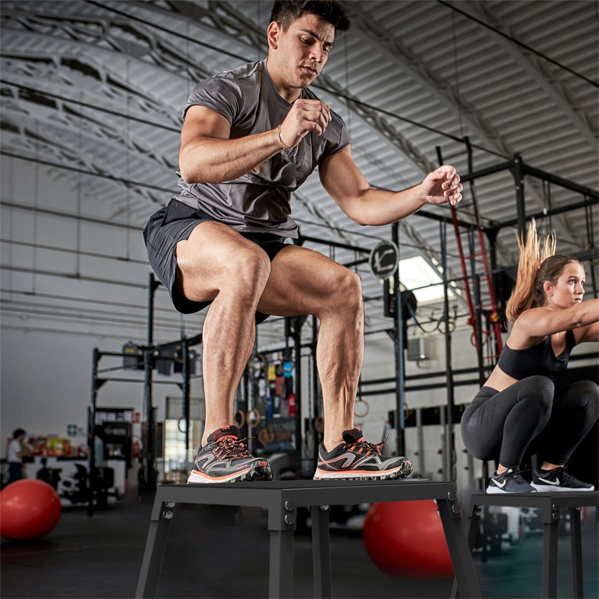 Back. TROPOW - 12/18/24/30 Inch Steel Plyometric Jumping Box, Anti-Slip Step Platform Jump Box - black.