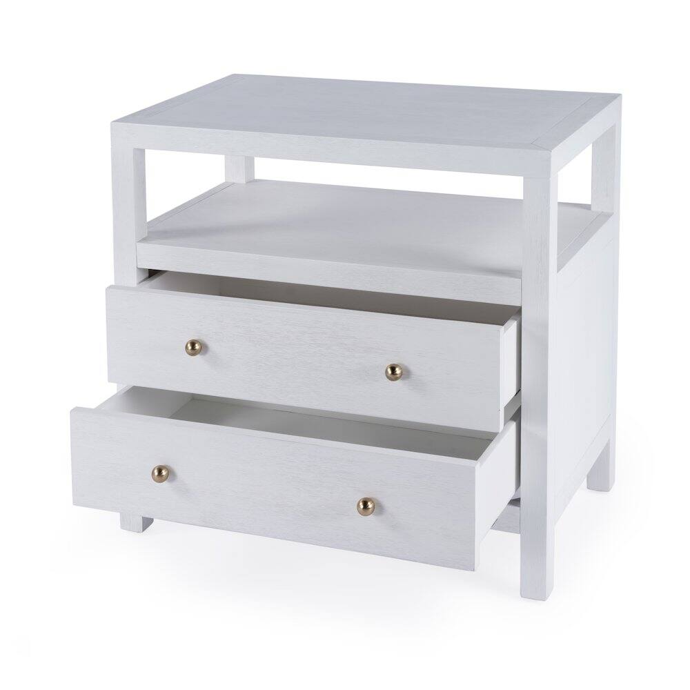 Angle. Butler Specialty - Nora 2-Drawer Wide Nightstand - White.