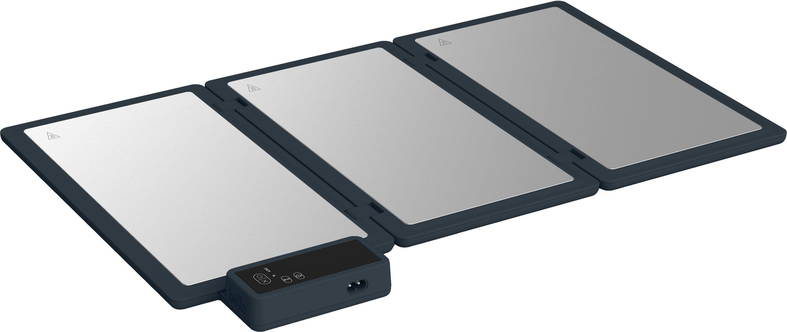 Front. Bella - Fits-anywhere Kitchenware: Fold & Store Warming Tray - Slate.