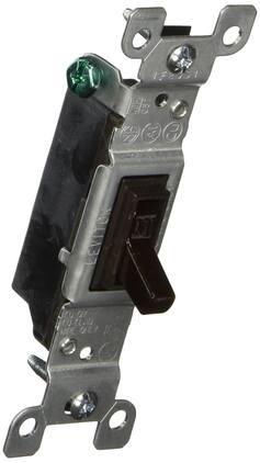 Leviton - Framed Grounded Toggle Switch, 120V 15A Single-Pole 1-Way - Brown/Cafe