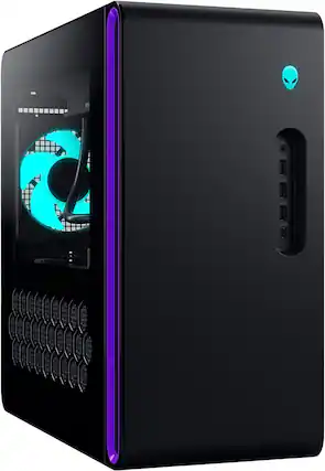 Front. Alienware - Aurora R16 Gaming Desktop - Intel Core i9-14900KF - 32GB Memory - NVIDIA GeForce RTX 4080 SUPER - 2TB SSD - Black.