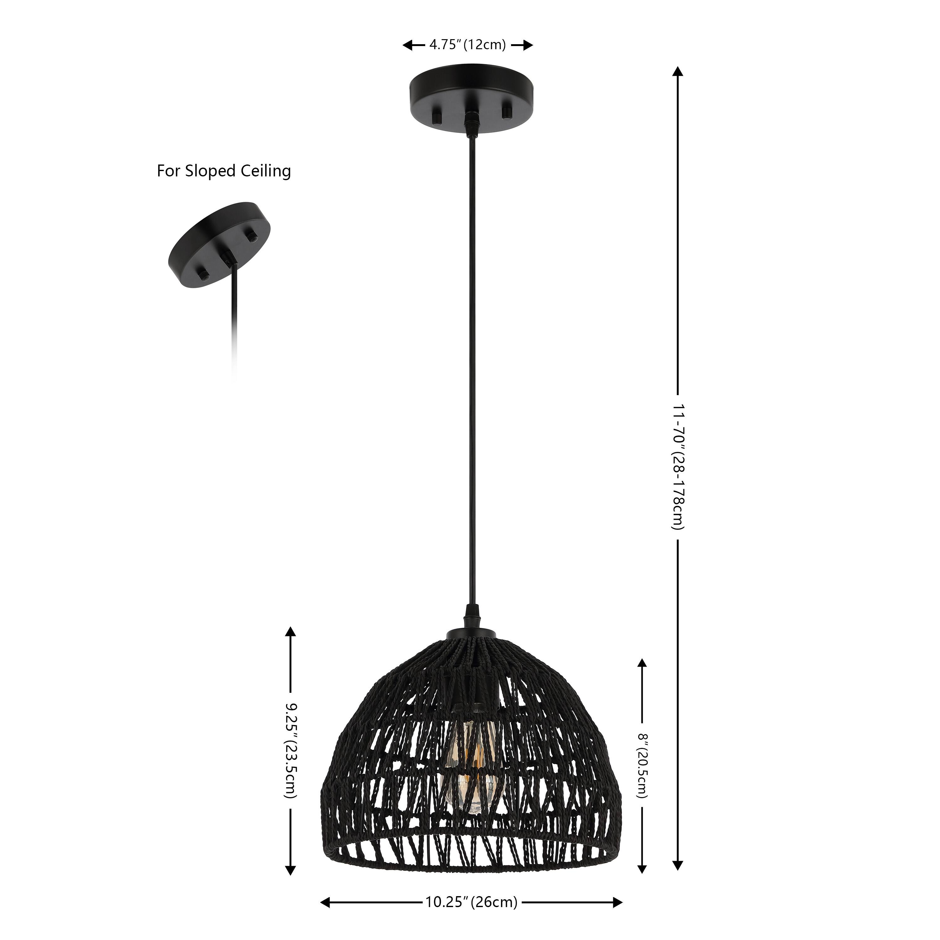 4.75" (12cm) For Sloped Ceiling  
11-70" (28-178cm)  
9.25" (23.5cm)  
8" (20.5cm)  
10.25" (26cm)
