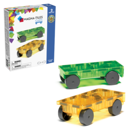 Cars 2-Piece Green & Yellow Magnetic Construction Set, THE ORIGINAL MAGNA-TILES