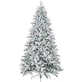 Homcom - Artificial Flocked Christmas Tree with Snow Tips, Easy Assembly - Green