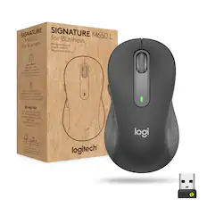 **Signature M650 L for Business**
**Wireless Mouse**
Souris sans fil
Mouse inalámbrico
**101 SmartWheel**
Adaptive scrolling
Démontage adaptatif
Desplazamiento adaptativo
Roulement adaptável
**24-month battery**
Long-life battery
Duración de baterías de 24 meses
24 mois de vie de la batterie
**logi bolt**
High-performance wireless
Tecnología inalámbrica de alta
performance
Tecnología inalámbrica de alto
desempeño
**logitech**
**MIX with FSC® C11200**
By choosing this product, you are supporting responsible management of the world's forests.
**logi**
