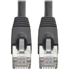 Front. Tripp Lite - Cat6a Snagless Shielded STP Patch Cable 10G, PoE, Black M/M 1ft.