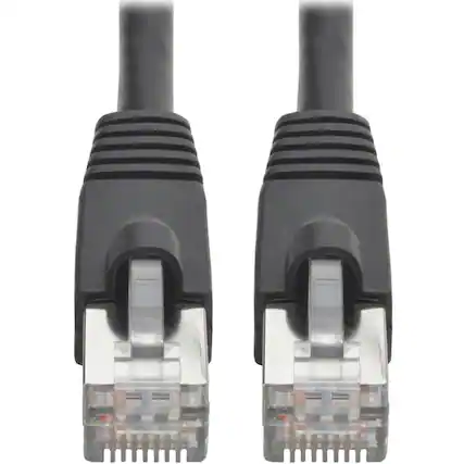 Front. Tripp Lite - Cat6a Snagless Shielded STP Patch Cable 10G, PoE, Black M/M 1ft.
