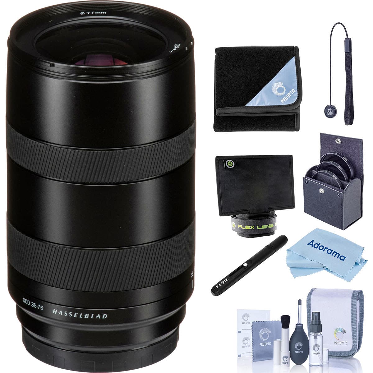 Bundle - Hasselblad - XCD 35-75mm f/3.5-4.5 Lens, with 77mm Filter Kit, Lens Wrap, Lens Shade and Cleaning Kit price history on PriceWatchPro