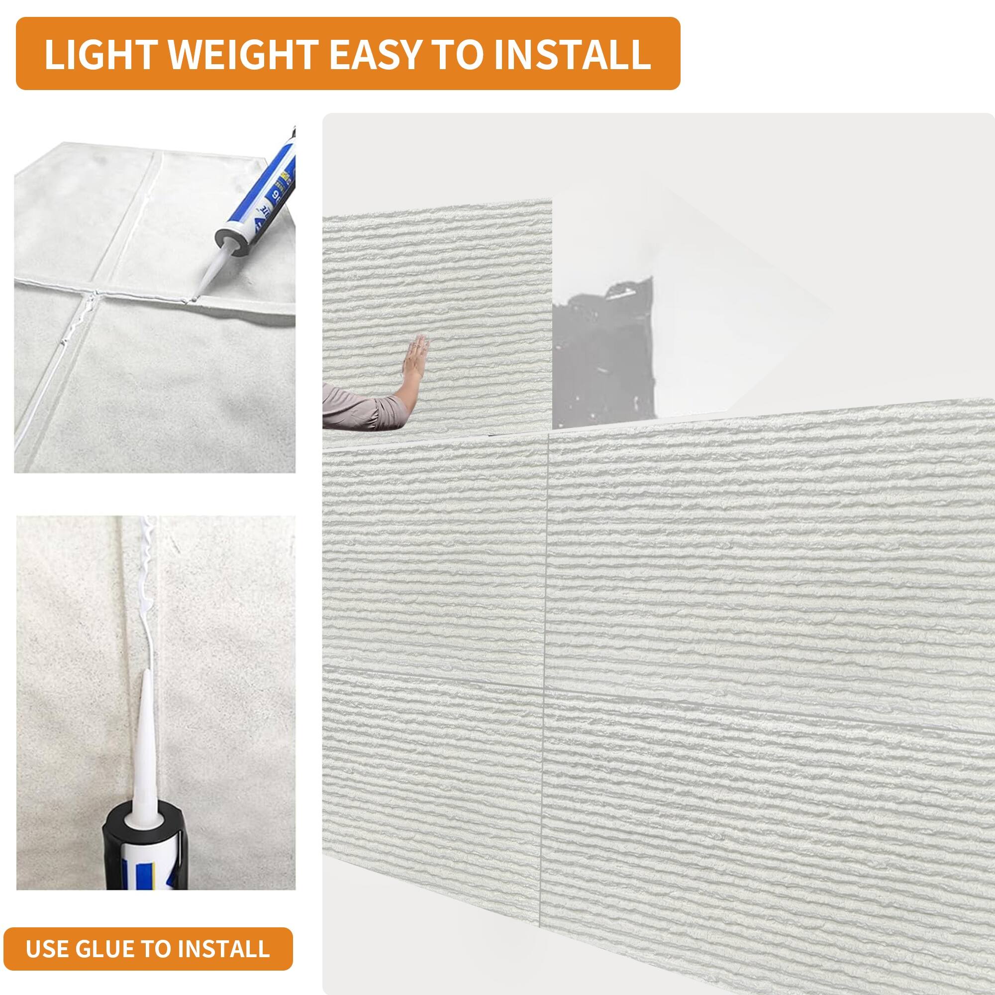 LIGHT WEIGHT EASY TO INSTALL

USE GLUE TO INSTALL