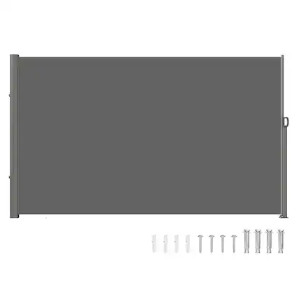 Front. VEVOR - Retractable Side Awning, 63''x 118'' Aluminum Outdoor Privacy Screen, 280g Polyester Waterproof Retractable Patio Screen - Gray.
