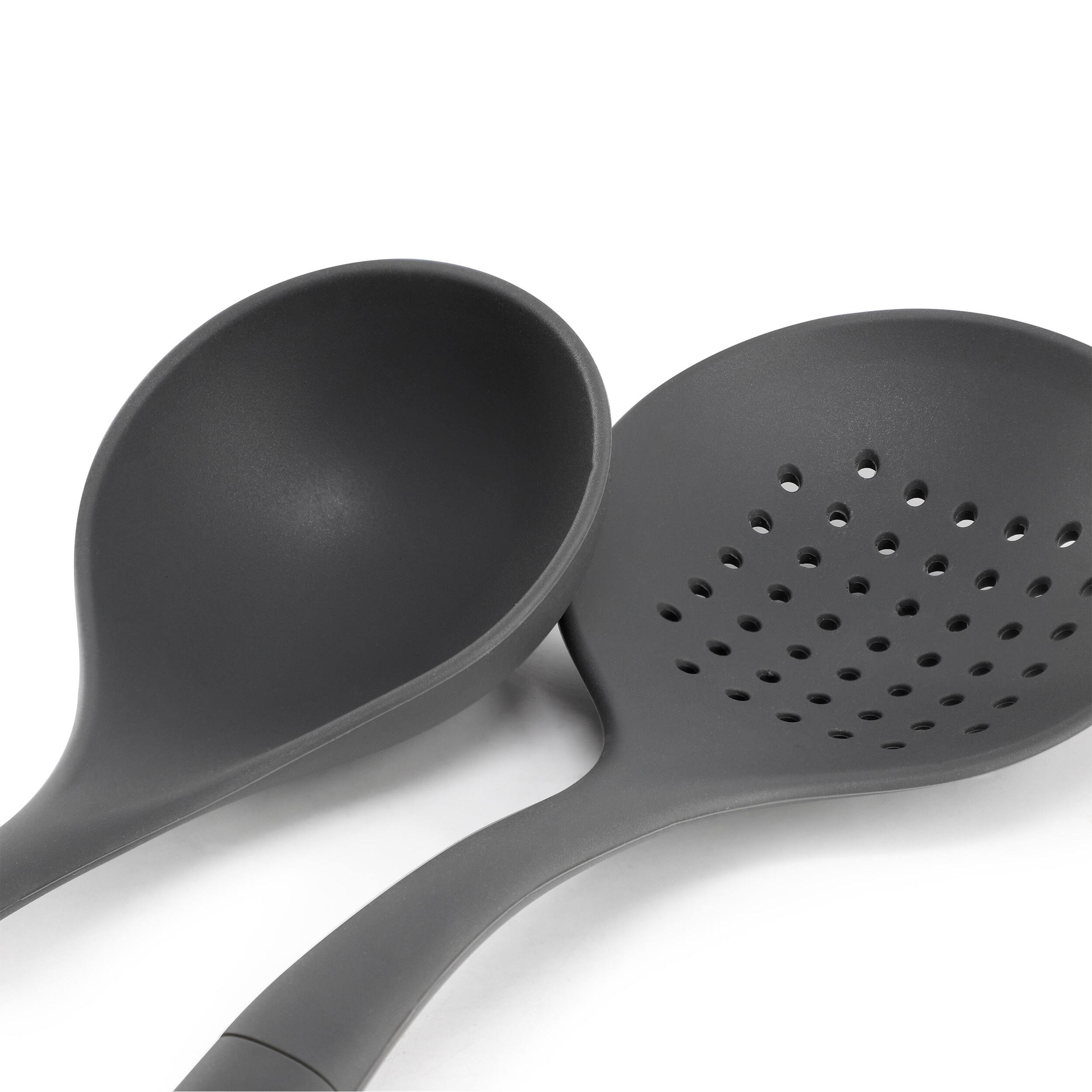 Alt View 2. Oster - Oster Ridgecrest 2 Piece Silicone Kitchen Tool Skimmer and Ladle Set in Gray - Grey.