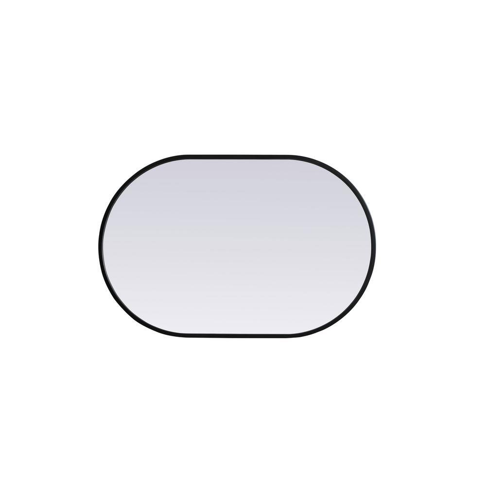 Back. Elegant Decor - Metal Frame Oval Mirror 20x30 Inch in Black - Black.