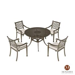 Mondawe - 5 Piece Outdoor Patio Dining Set - Black+Beige