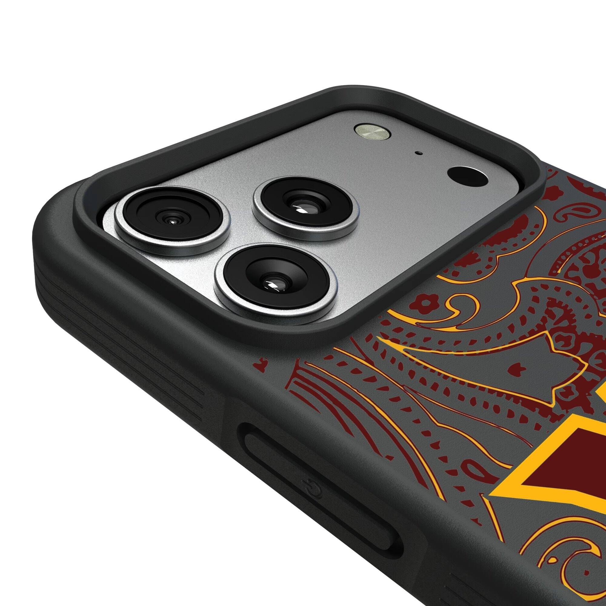 Alt View 2. Keyscaper - Washington Commanders Paisley Bump Case with 8.2ft Drop Protection - 16 Pro - Black.