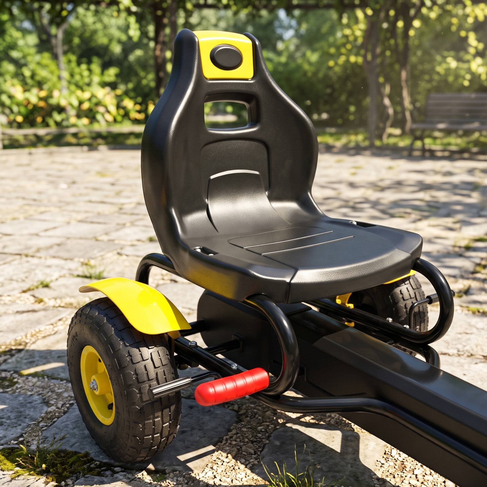 Alt View 7. Aosom - Pedal Go Kart, Outdoor Ride on Toys with Adjustable Seat, Sharp Handling, Handbrake - Yellow.
