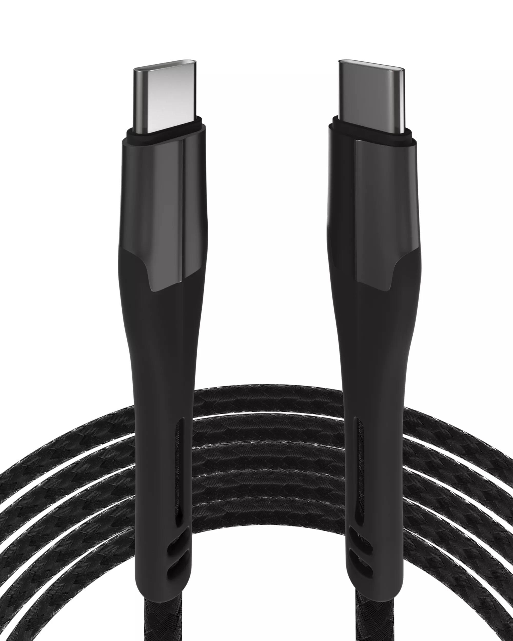 Alt View 2. Ampsentrix - 3 ft USB Type C To USB Type C Cable (Alpha) - Black - Black.