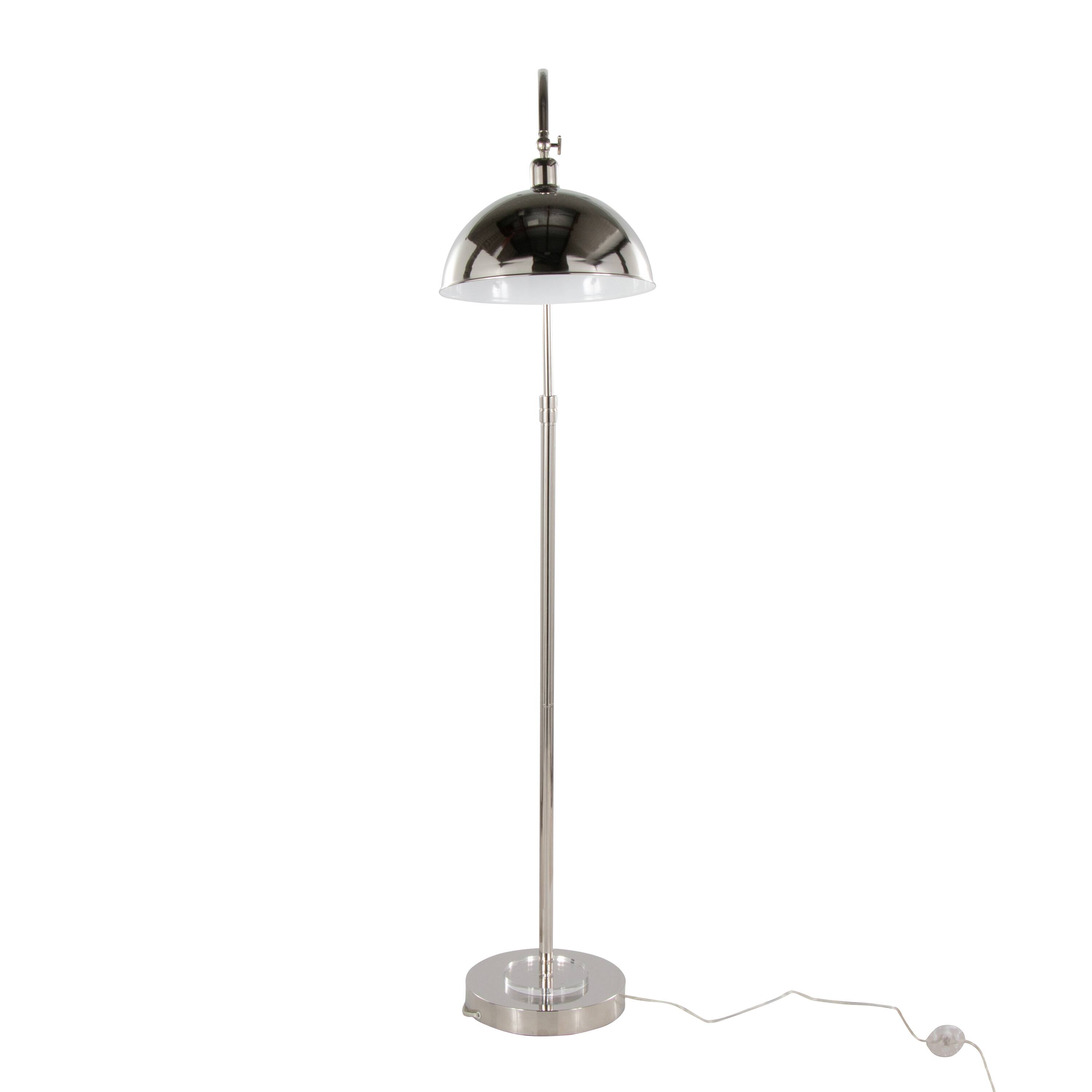 Front. Loheer - Loheer Crystal Floor Lamp Polished Nickel Tall Standing Light for Bedroom - Clear,Nickel,White.