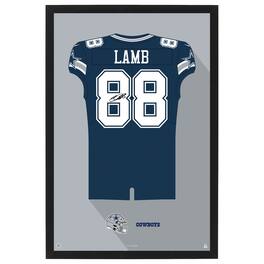 Sporticulture - CeeDee Lamb Dallas Cowboys Home Jersey Framed Art Print - Blue