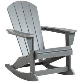 Outsunny - Adirondack Rocking Chair, All Weather HDPE Porch Rocker, Rocking Fire Pit Chair for Patio, Garden, Lawn - Light Gray