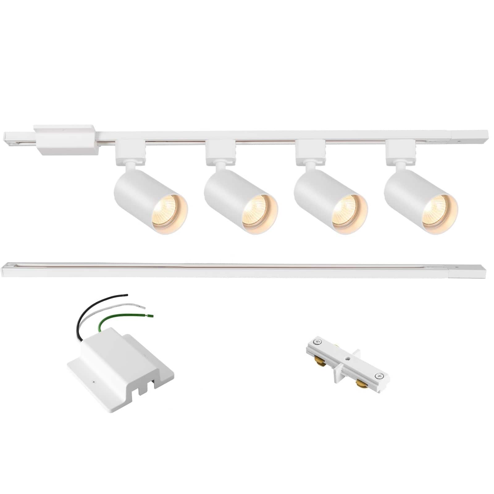 Dazzed Corner - 4-Light LED Track Lighting Kit with 3.3FT H Track Lighting Rails (No Bulbs) - White
