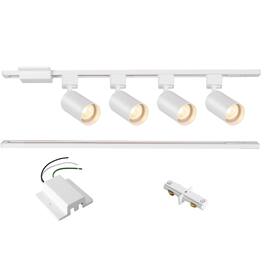 Dazzed Corner - 4-Light LED Track Lighting Kit with 3.3FT H Track Lighting Rails (No Bulbs) - White