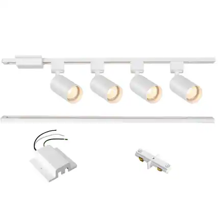 Front. Dazzed Corner - 4-Light LED Track Lighting Kit with 3.3FT H Track Lighting Rails (No Bulbs) - White.