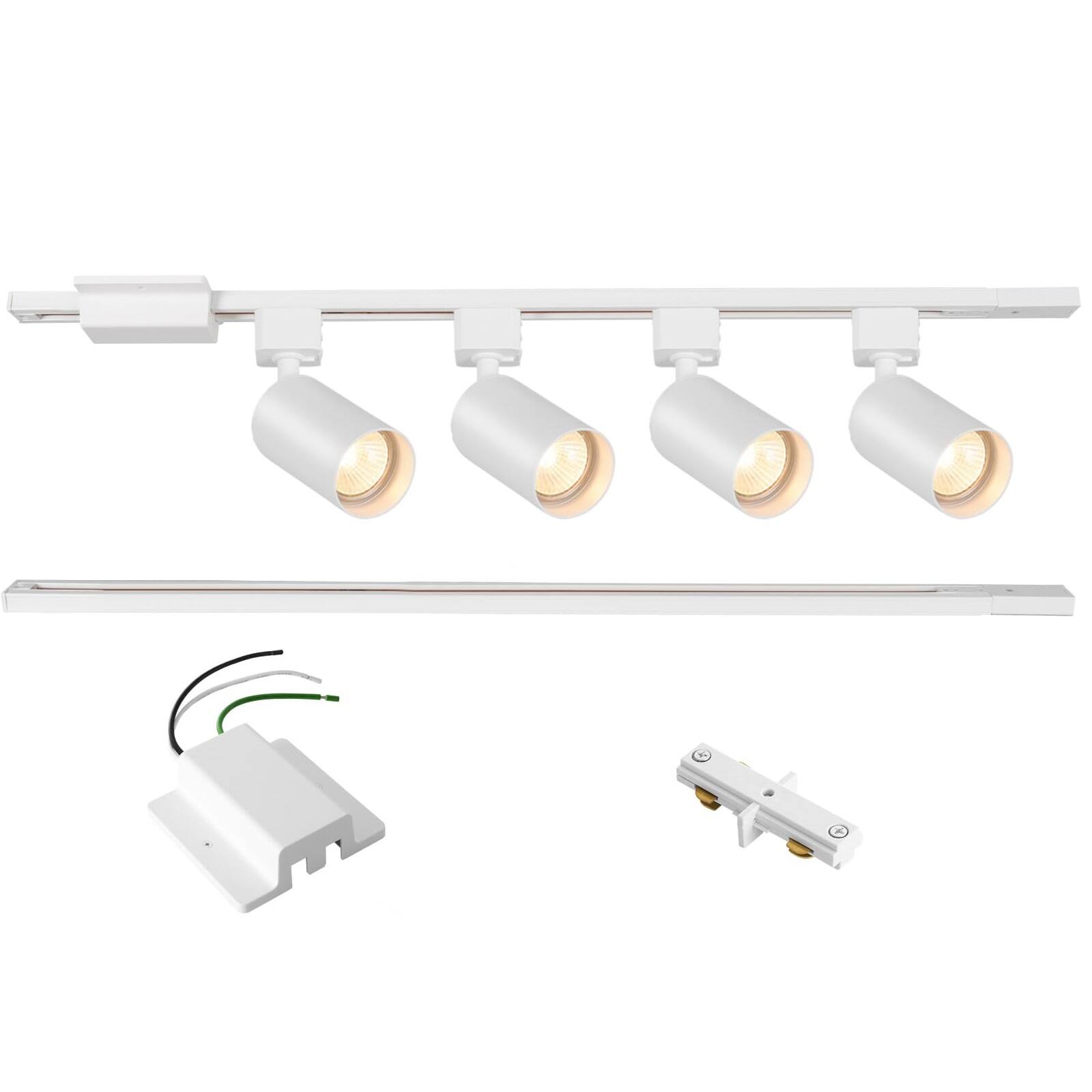 Front. Dazzed Corner - 4-Light LED Track Lighting Kit with 3.3FT H Track Lighting Rails (No Bulbs) - White.
