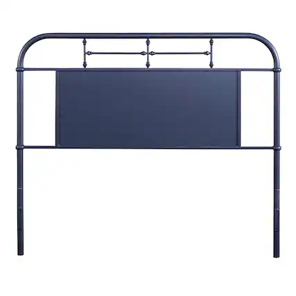 Front. Starlight Canyon Home - Distressed Metal Queen Metal Headboard with Vintage Design and Metal Tube Frame - Blue.