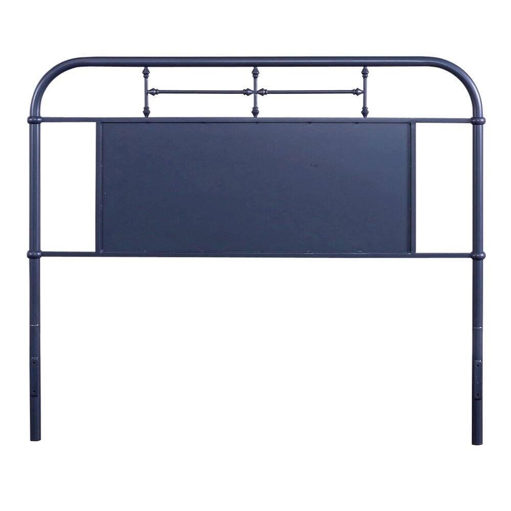 Front. Starlight Canyon Home - Distressed Metal Queen Metal Headboard with Vintage Design and Metal Tube Frame - Blue.