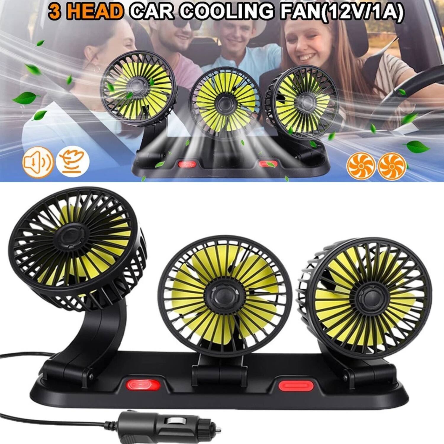 3 HEAD CAR COOLING FAN(12V/1A)
