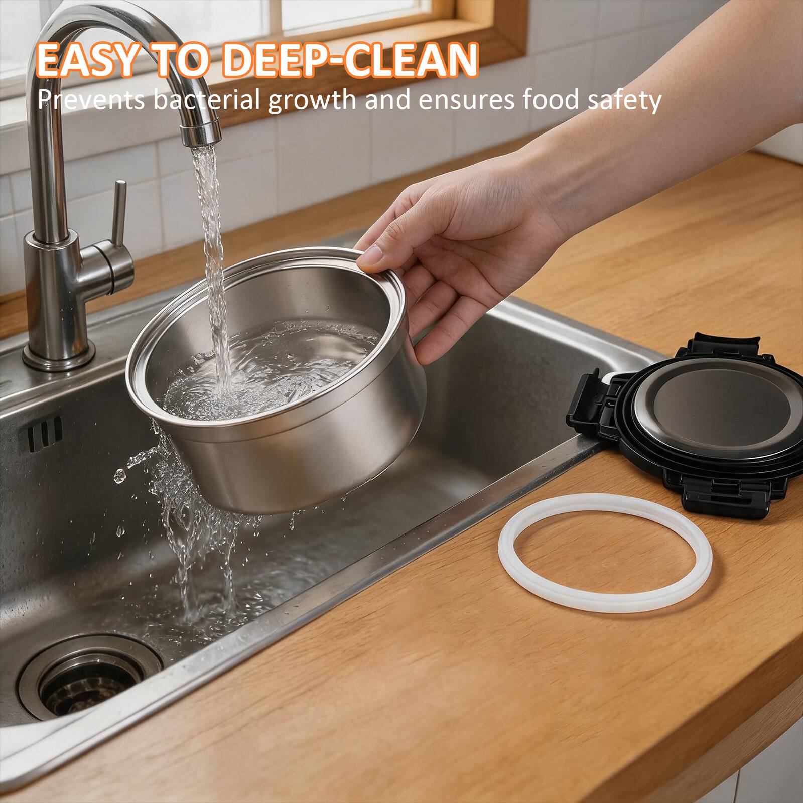 EASY TO DEEP-CLEAN  
Prevents bacterial growth and ensures food safety