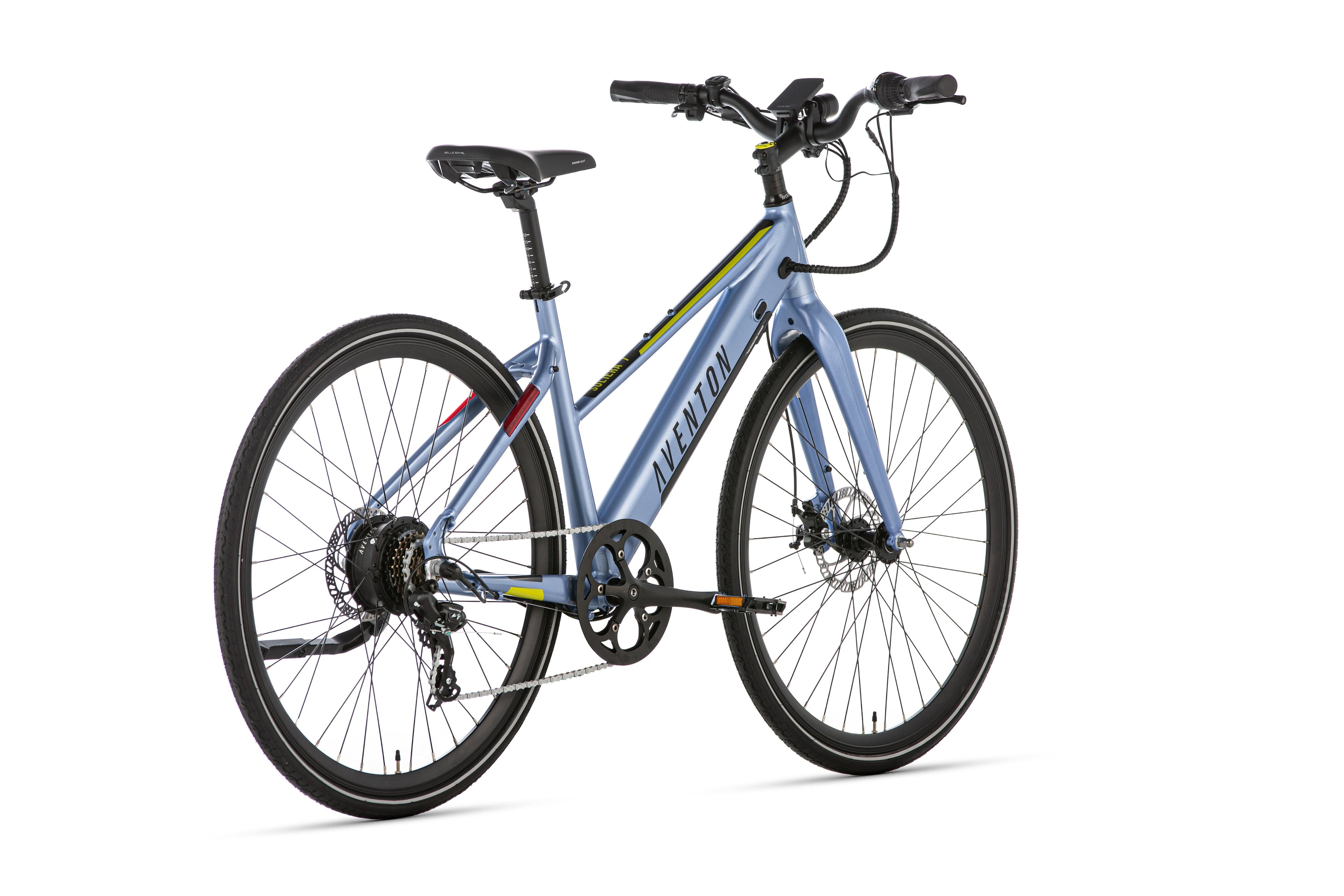Left. Aventon - Soltera 7-Speed Step-Through Ebike w/ 40 mile Max Operating Range and 20 MPH Max Speed - Lilac Grey.