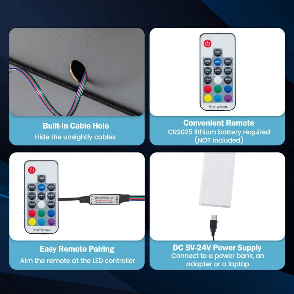 RODE SMED DEMO SE COLOR - COLOR - SF Wireless

Built-in Cable Hole
Hide the unsightly cables

Convenient Remote
CR2025 lithium battery required (NOT included)

Easy Remote Pairing
Aim the remote at the LED controller

DC 5V-24V Power Supply
Connect to a power bank, an adapter or a laptop