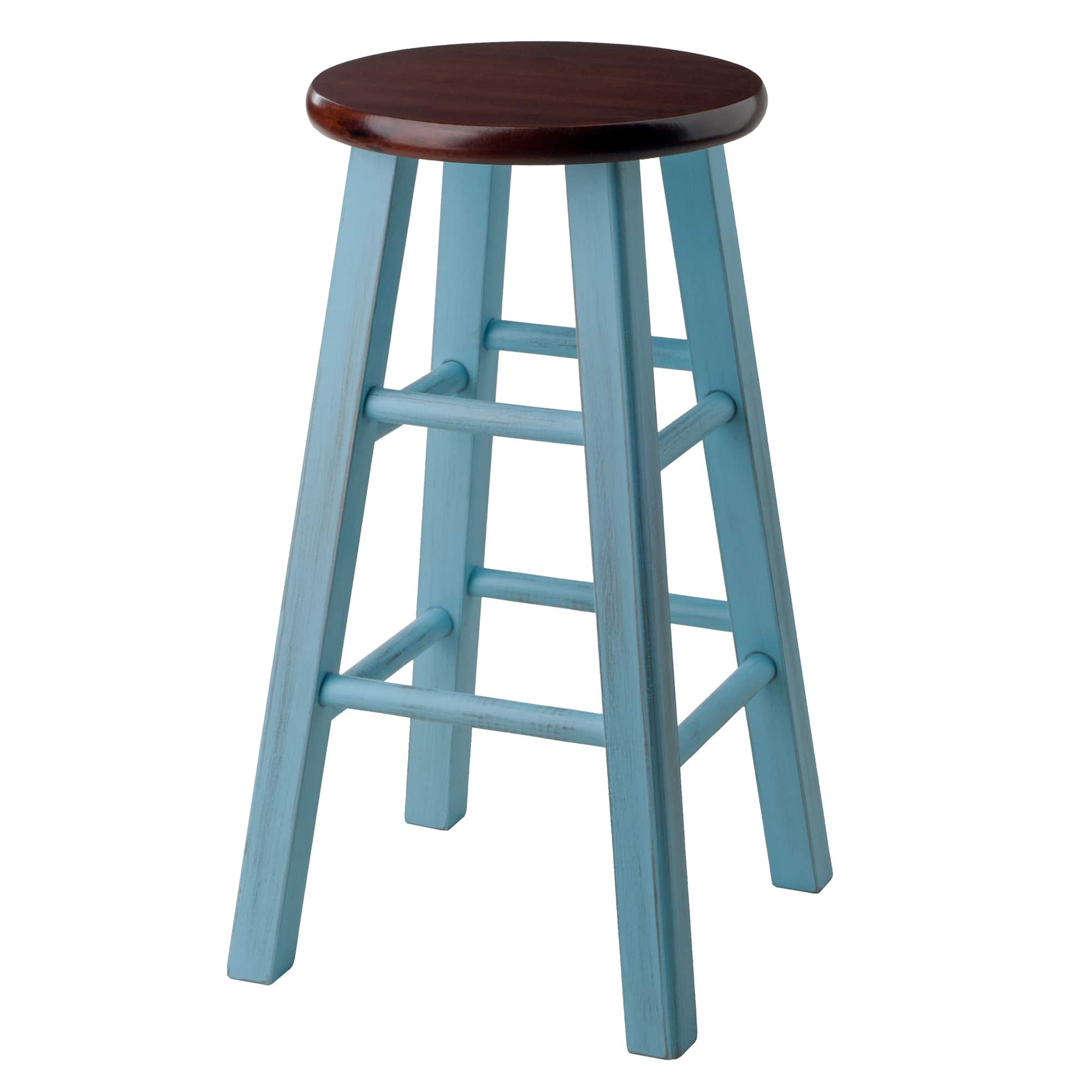 Winsome Wood - Ivy Counter Stool - Walnut/Rustic Blue