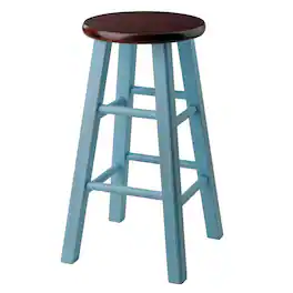 Winsome Wood - Ivy Counter Stool - Walnut/Rustic Blue