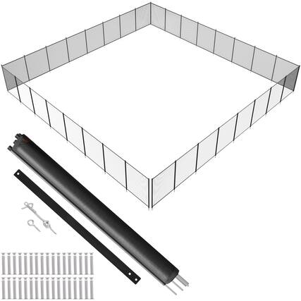 Front. VEVOR - Pool Fence, 4 x 96 FT Pool Fences for Inground Pools, Removable Child Safety Pool Fencing, Easy DIY Installation - Black.