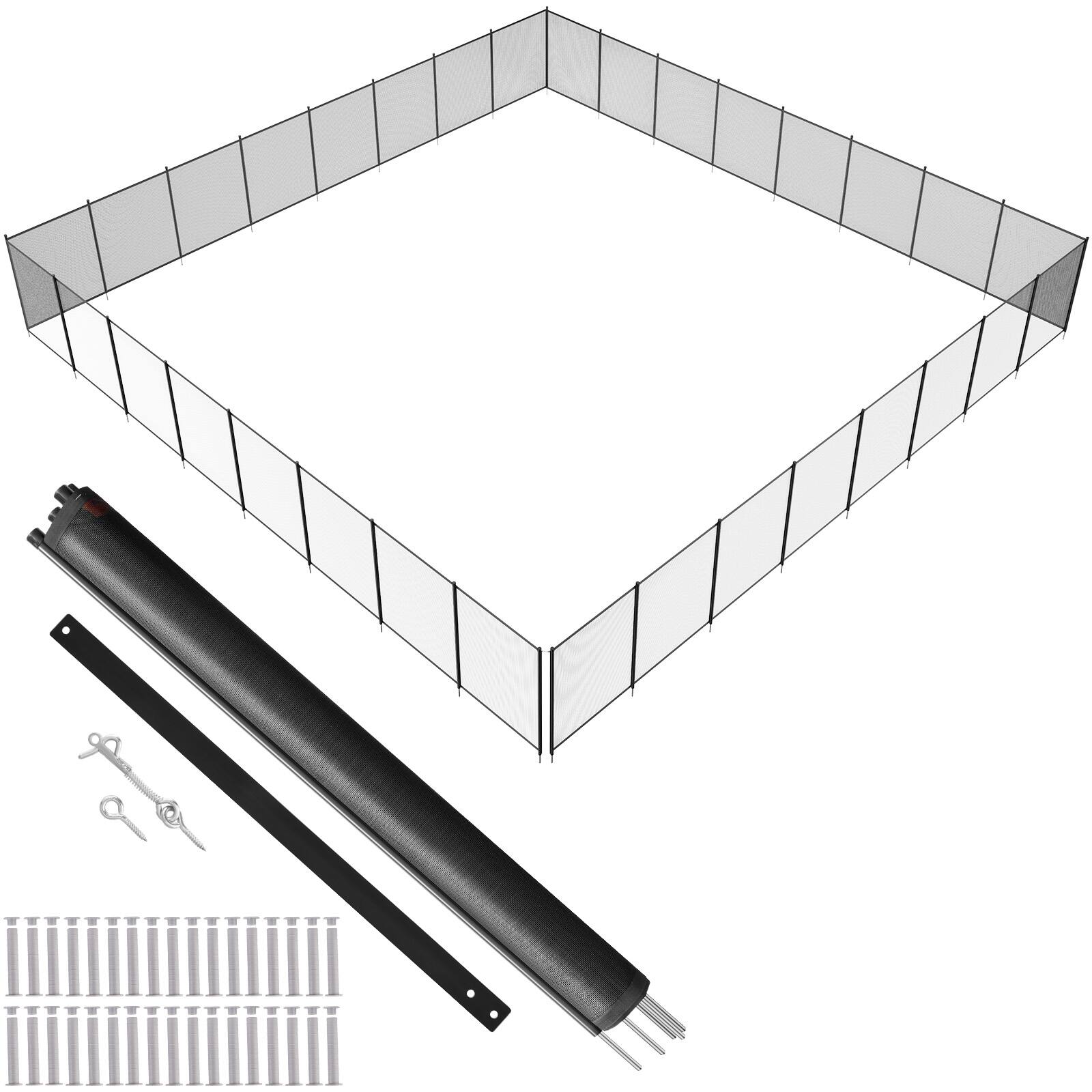 Front. VEVOR - Pool Fence, 4 x 96 FT Pool Fences for Inground Pools, Removable Child Safety Pool Fencing, Easy DIY Installation - Black.