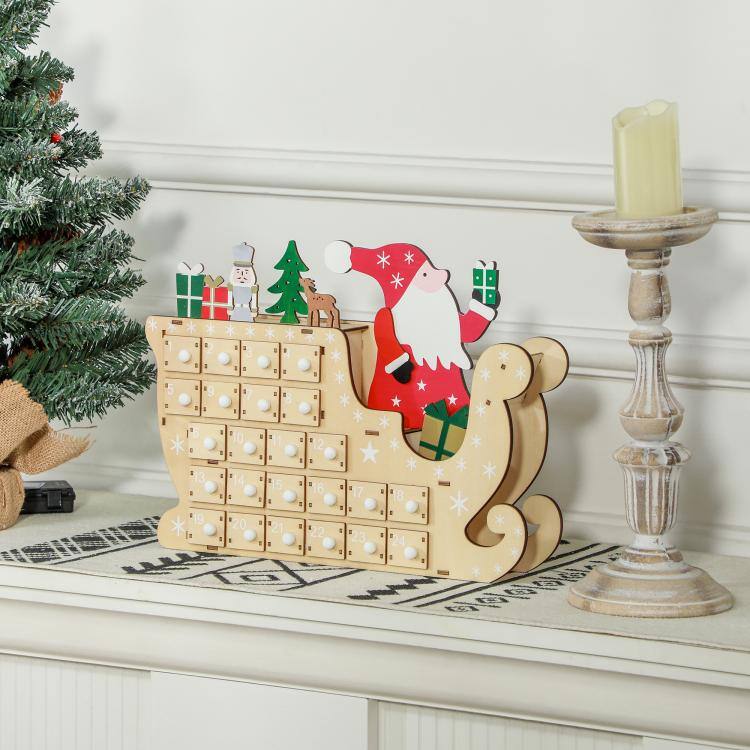 Alt View 1. PULUZ - Wooden Christmas Advent Calendar with 24 Countdown Drawers, Reusable Holiday Decor Xmas Gift for Kids Adults - Natural Wood.