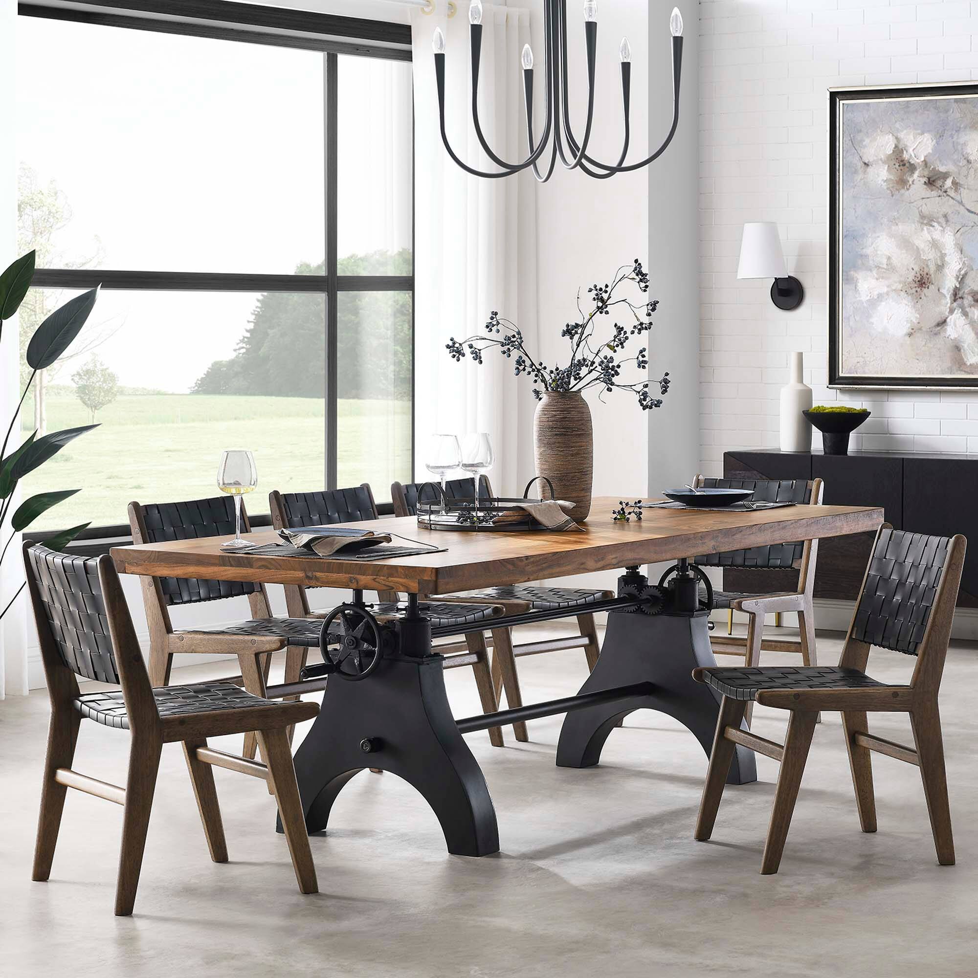 Alt View 7. Modway - Genuine 96" Crank Adjustable Height Dining and Conference Table by Modway - Black Natural.