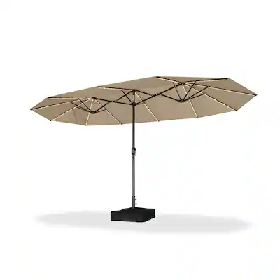 14 ft patio umbrella SUPERJARE Outdoor with 1.89 Inches Pole Caliber, Extra Large Double-Sided Design with Crank, Polyester Fabric white No PURPLE LEAF 14 ft. Patio