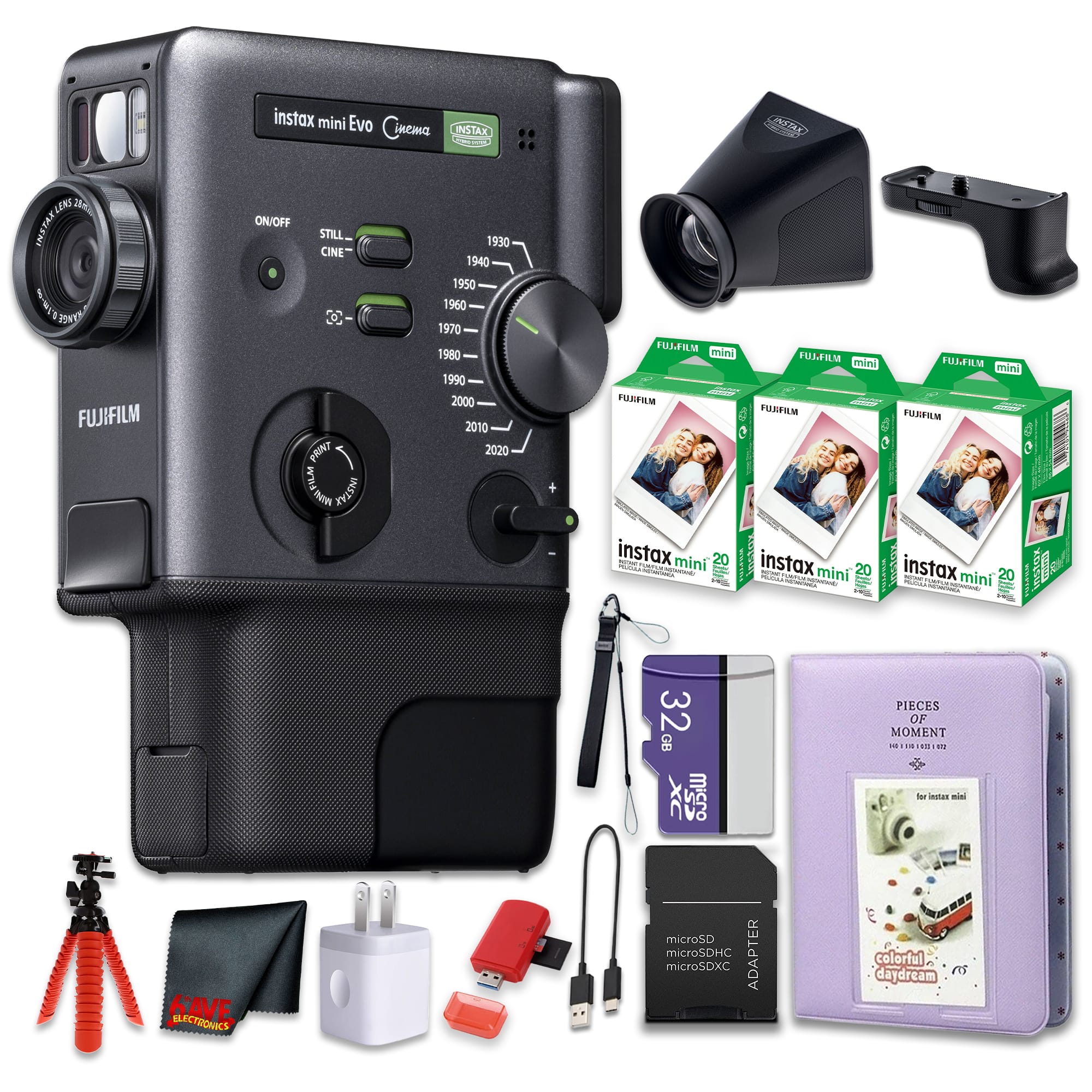 Fujifilm - instax mini Evo Cinema Camera + Instant-Film 60 Sheets + More