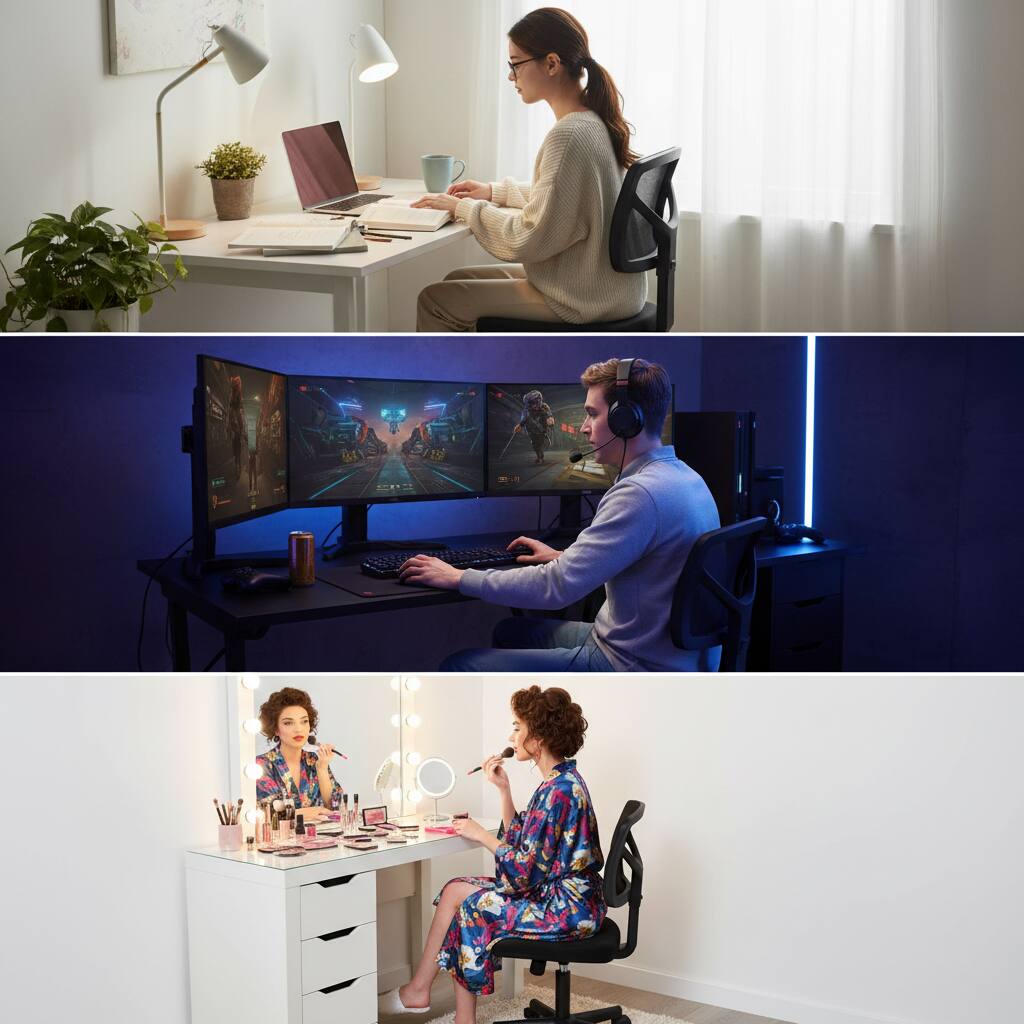 Alt View 6. AOITUN - Home Office Desk Chair, Armless Mesh Computer Chair for Small Space, Swivel Adjustable Low Back for Teens/Adults, Black - Black.