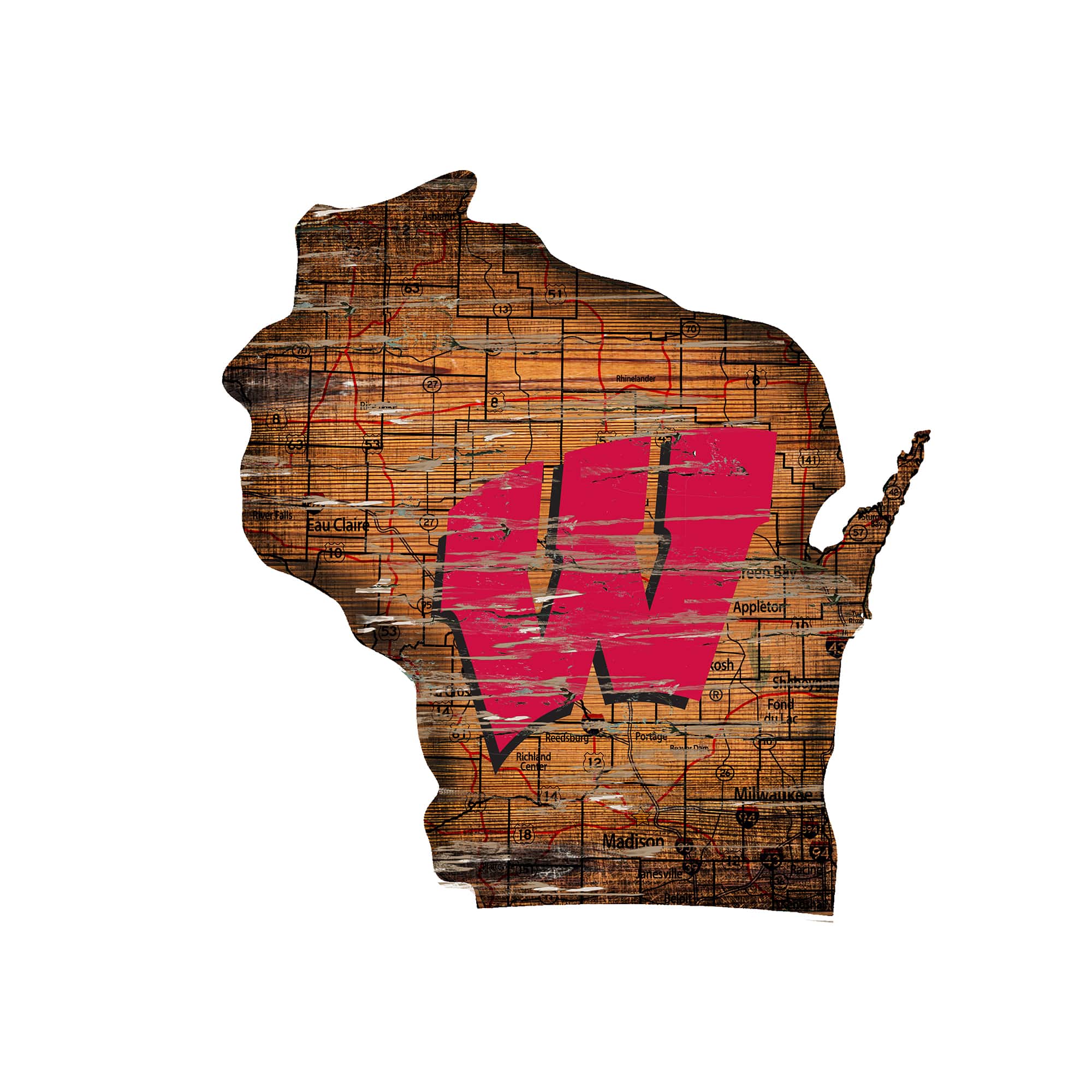 "Fan Creations - Wisconsin Badgers 23.5"" x 23.5"" Distressed State with Logo Sign - Multicolor" price history on PriceWatchPro