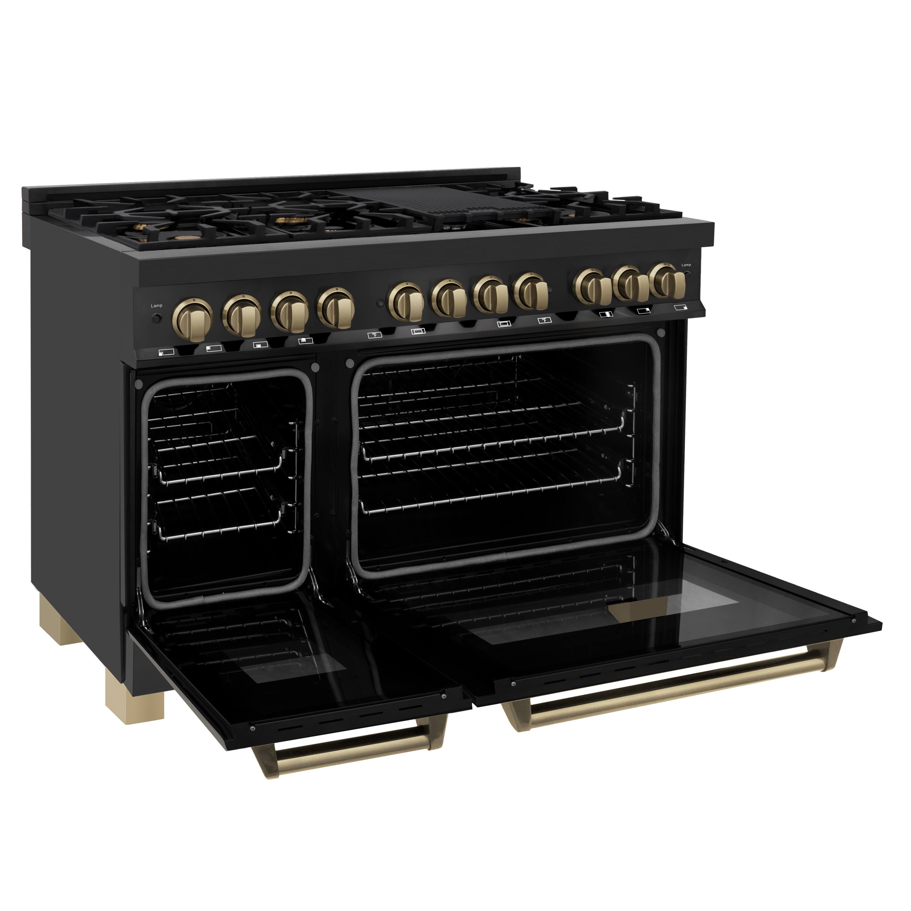 Alt View 2. ZLINE - Autograph 48" Legacy Dual Fuel Range with Bronze Accents (RABZ-48-CB) - Black.
